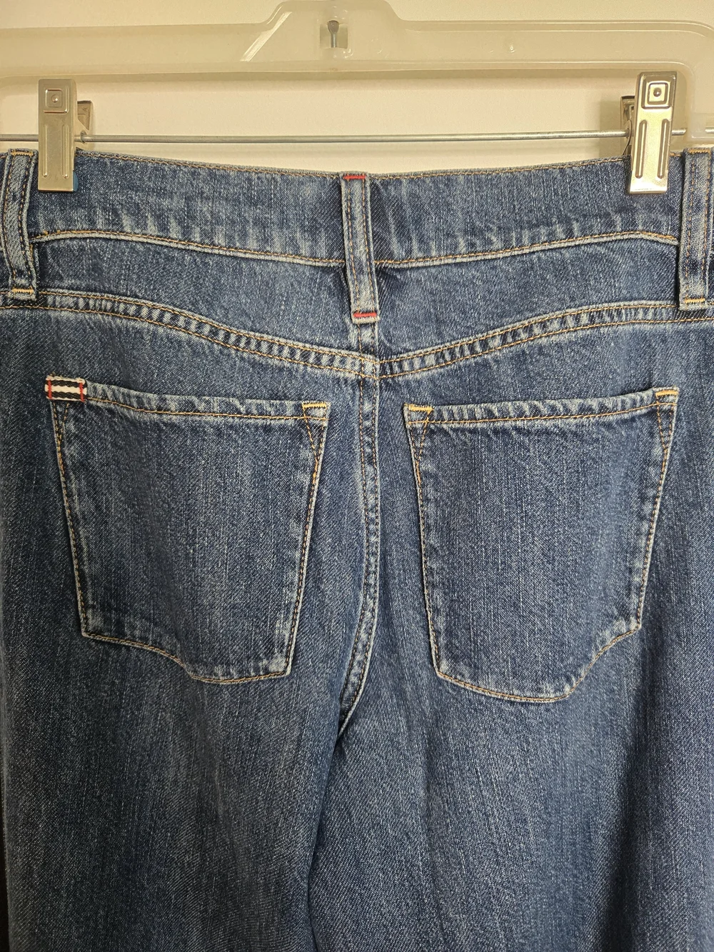 Alice + Olivia Two-Tone Wide Leg Snap-Trim Jeans in Denim Blue and Black Size 26 - Picture 11 of 13